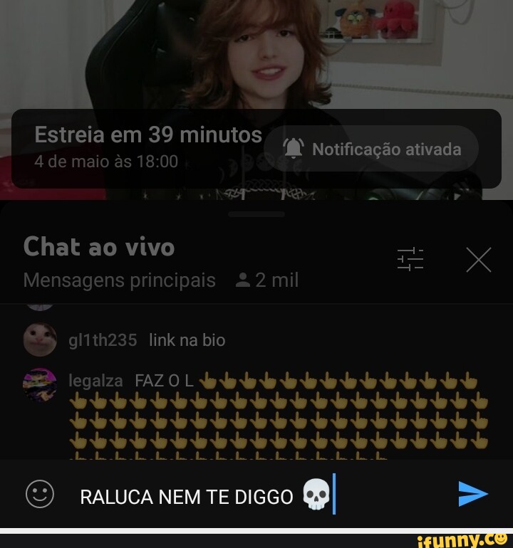 Estreia em 39 minutos Notificação ativada 4 de maio ac 18 00 Chat ao