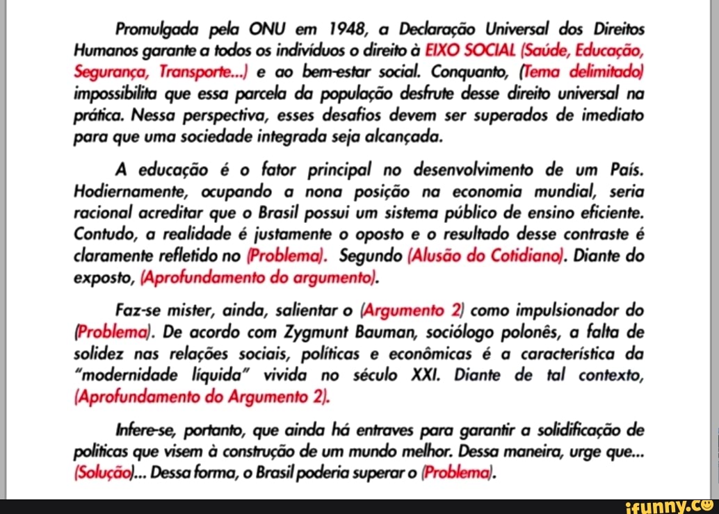 Declara O Universal Dos Direitos Humanos Reda O Braincp