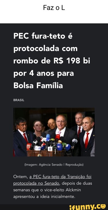 PEC fura teto é protocolada rombo de R 198 bi por 4 anos para