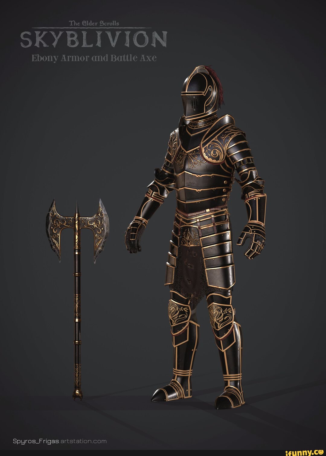 The 3D Ebony Armor By Spyros Frigas For The Skyblivion Project Been A