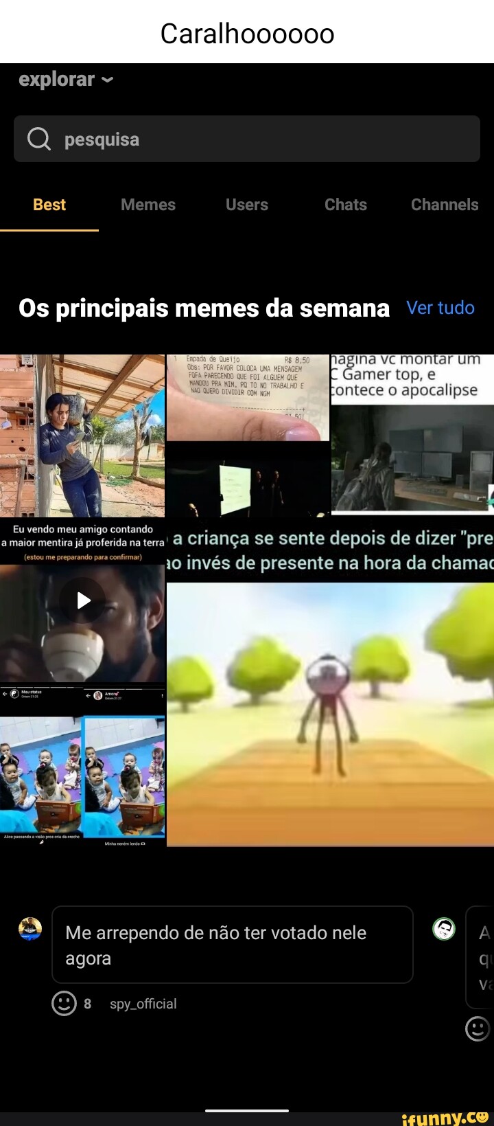 Caralhoooooo Explorar Q Pesquisa Best Os Principais Memes Da Semana