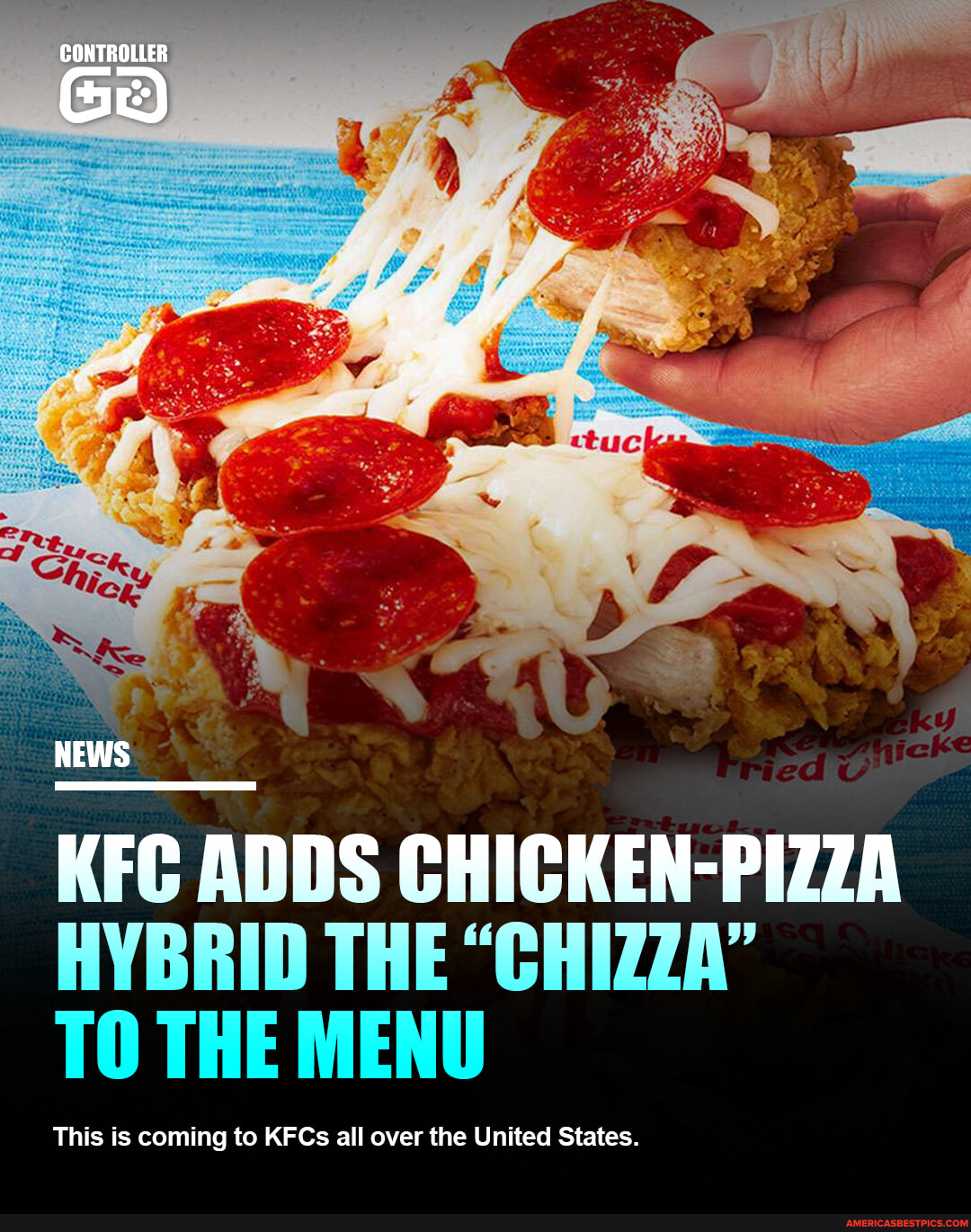 This Item Is A Pepperoni Pizza With Fried Chicken As The Base Would