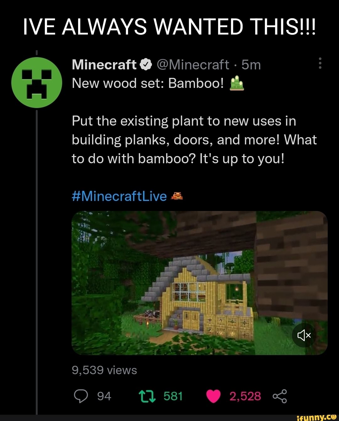 Ive Always Wanted This Minecraft Minecraft New Wood Set Bamboo