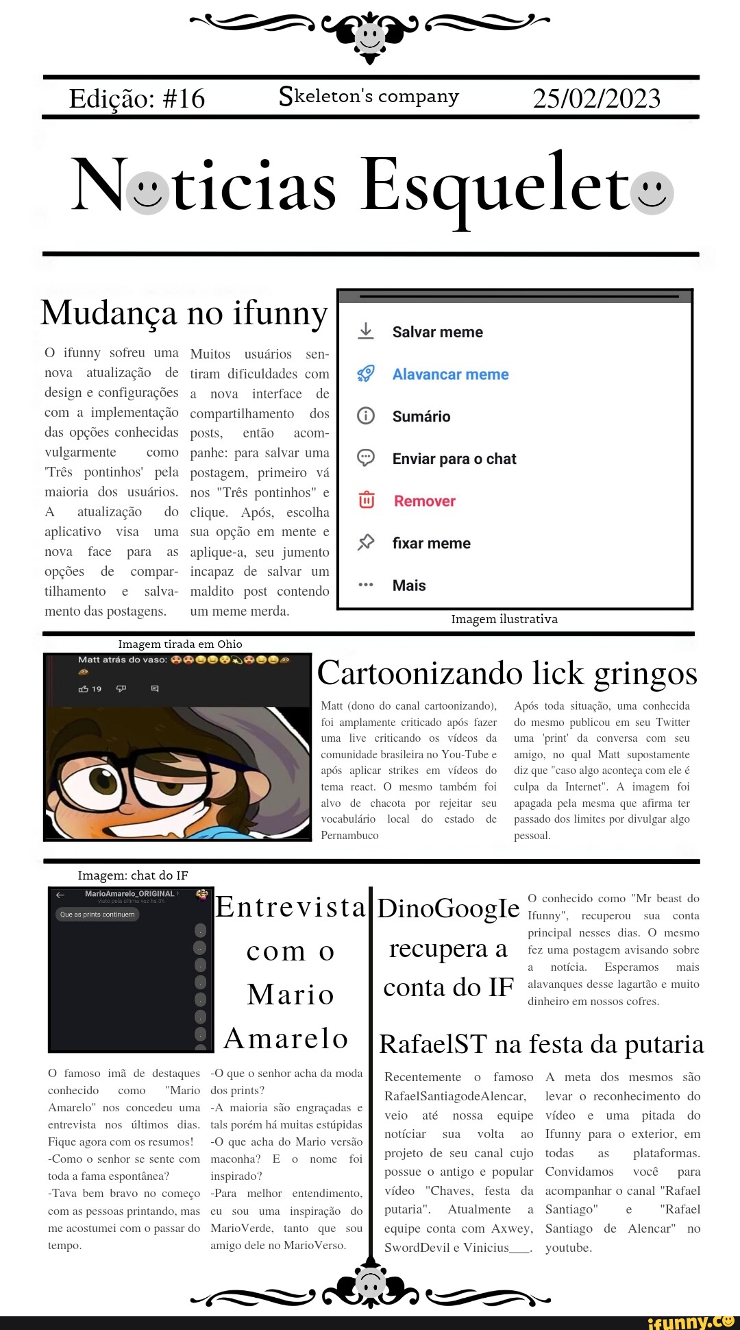 Edição Skeleton s company Noticias Esquelet Mudança no ifunny O