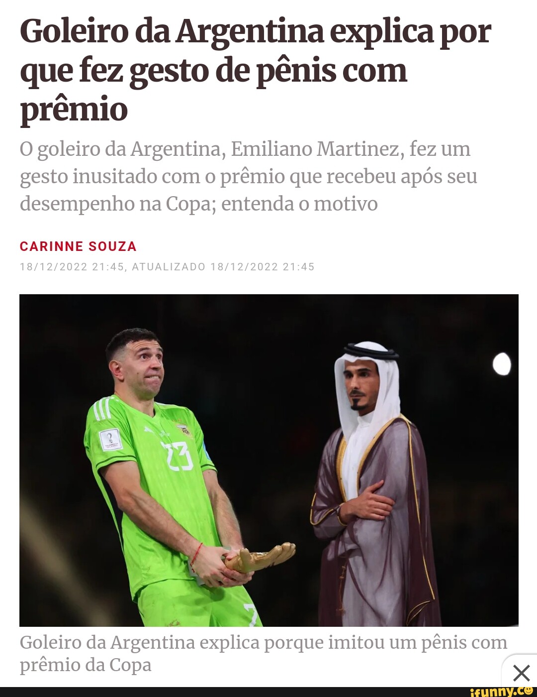 Goleiro Da Argentina Explica Por Que Fez Gesto De P Nis Pr Mio O