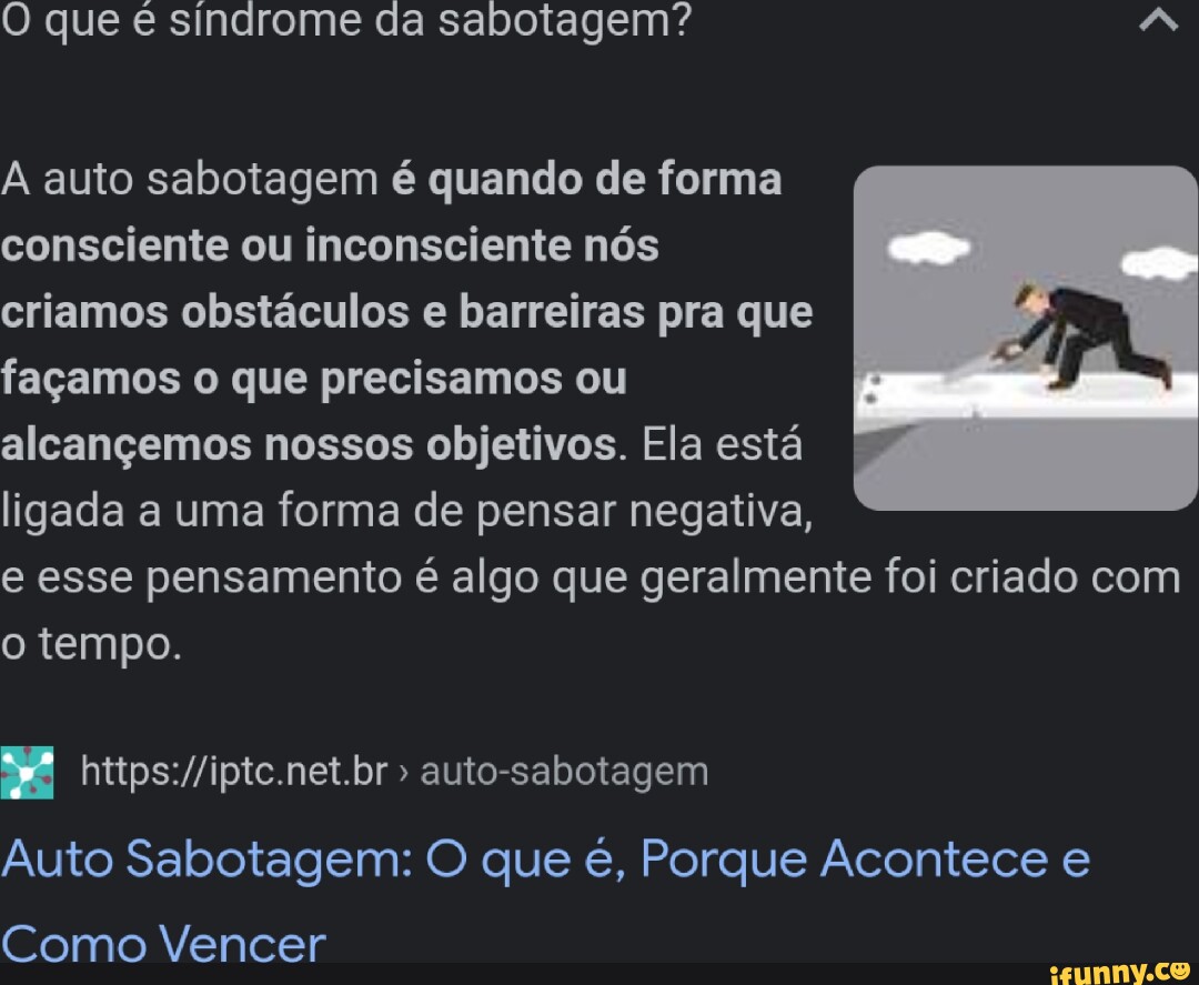 O que sindrome da sabotagem auto sabotagem é quando de forma