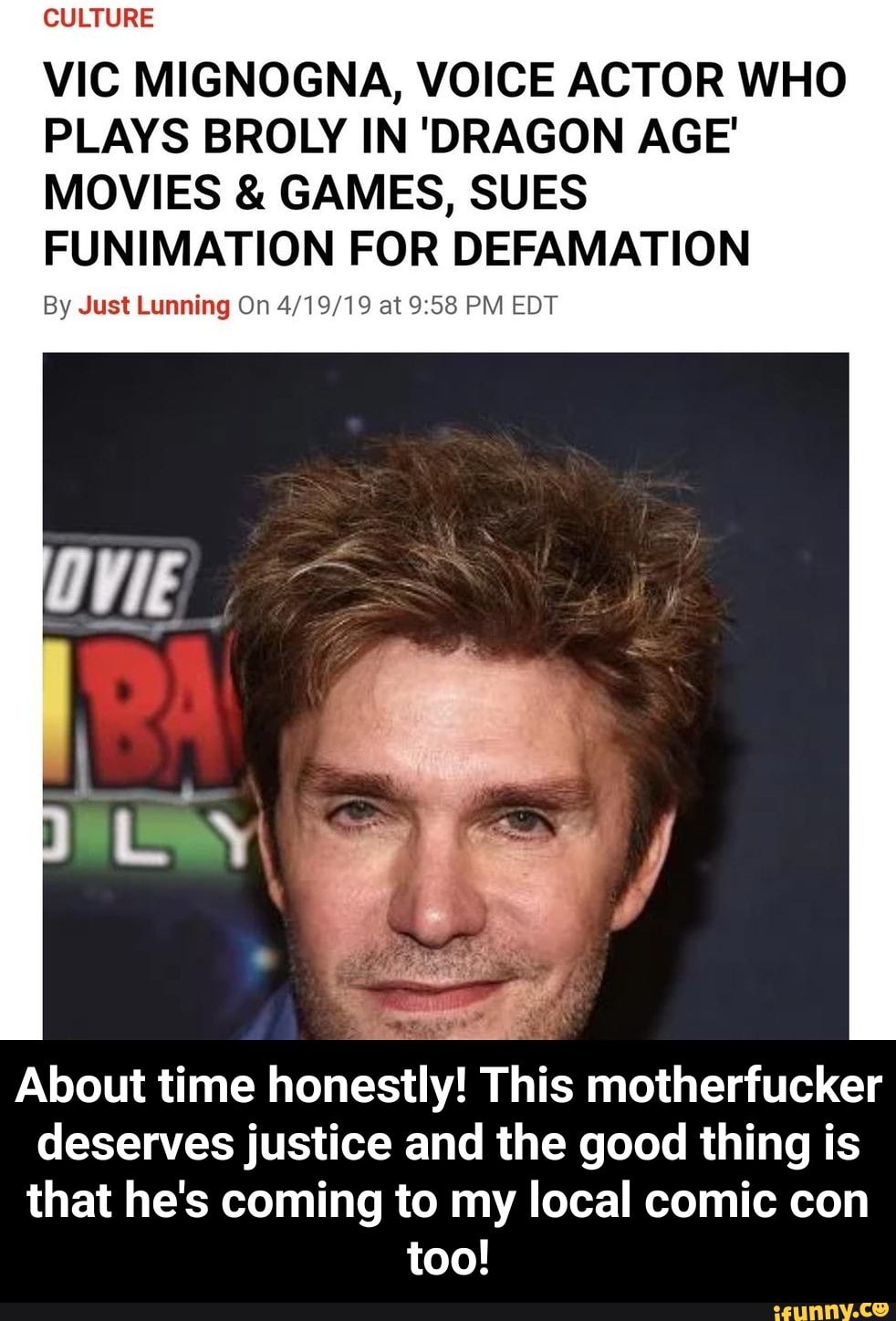 Culture Vic Mignogna Voice Actor Who Plays Broly In Dragon Age