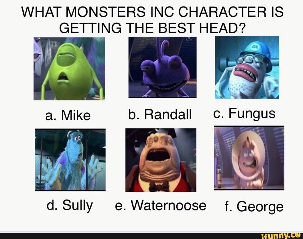 What Monsters Inc Character Is Getting The Best Head A Mike B