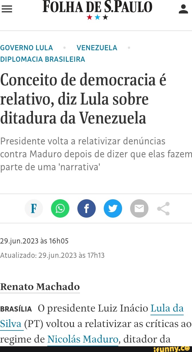 Folha De S Faulo Governo Lula Venezuela Diplomacia Brasileira