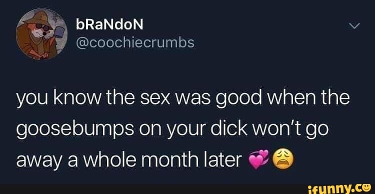 You Know The Sex Was Good When The Goosebumps On Your Dick Won T Go