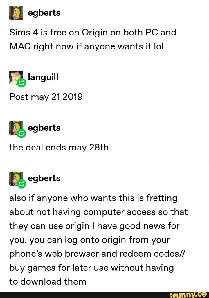 Sims Is Free On Origin On Both Pc And Mac Right Now If Anyone Wants