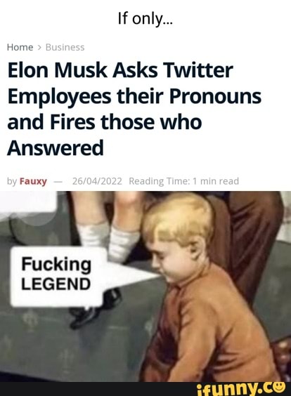 If Only Elon Musk Asks Twitter Employees Their Pronouns And Fires