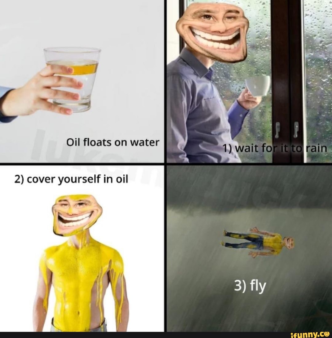 Oil Floats On Water 3 Fly 2 Cover Yourself In Oil IFunny