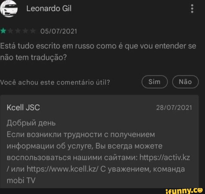 Leonardo Gil Está tudo escrito em russo como é que vou entender se não