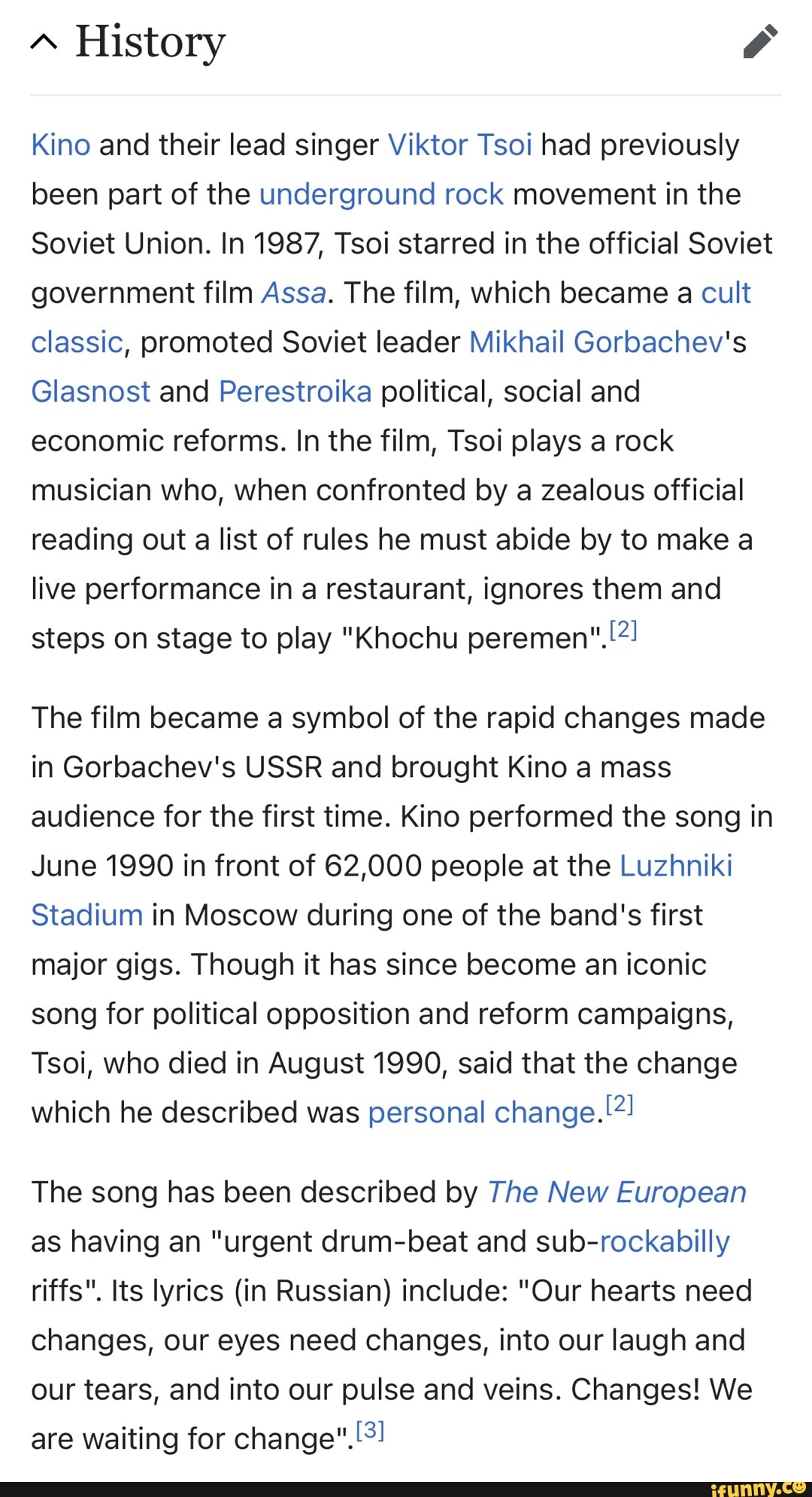 History Kino And Their Lead Singer Viktor Tsoi Had Previously Been Part