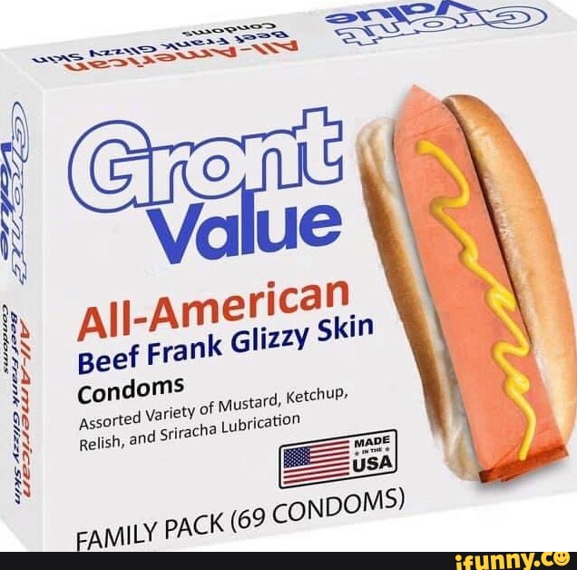 Value allAmerican Beef Frank Glizzy Skin Condoms variety of Mustard, Ketchup, Assorted Relish