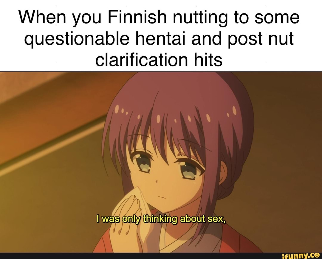 When you Finnish nutting to some questionable hentai and post nut  clarification hits lla I was only thinking about sex, - iFunny