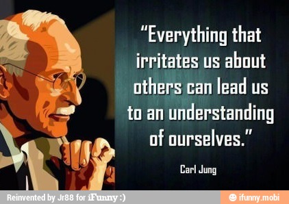 "Everything that
irritates us
about
others can lead us
to an
understanding
of ourselves."