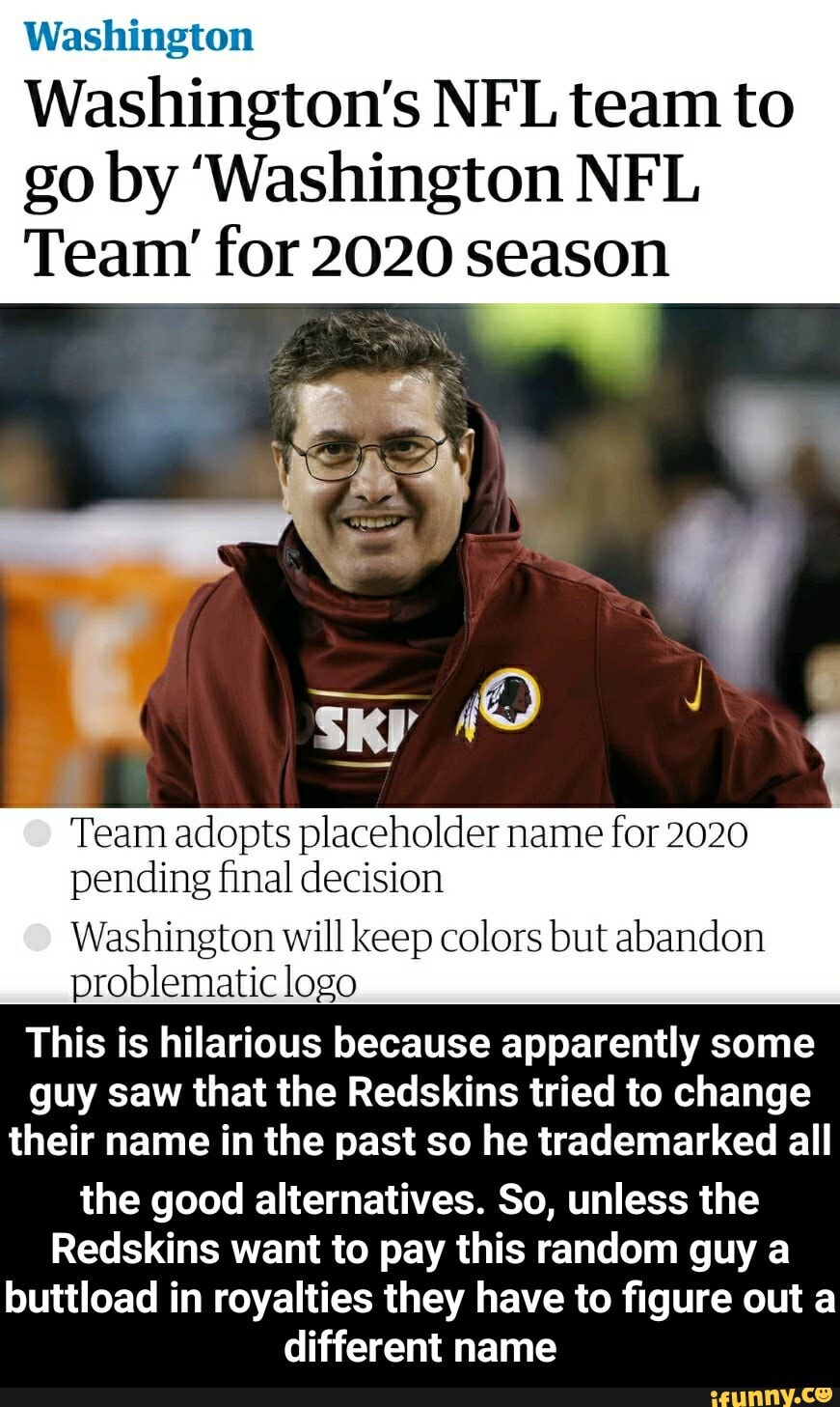 Washington Washington's NFL team to go by 'Washington NFL Team' for