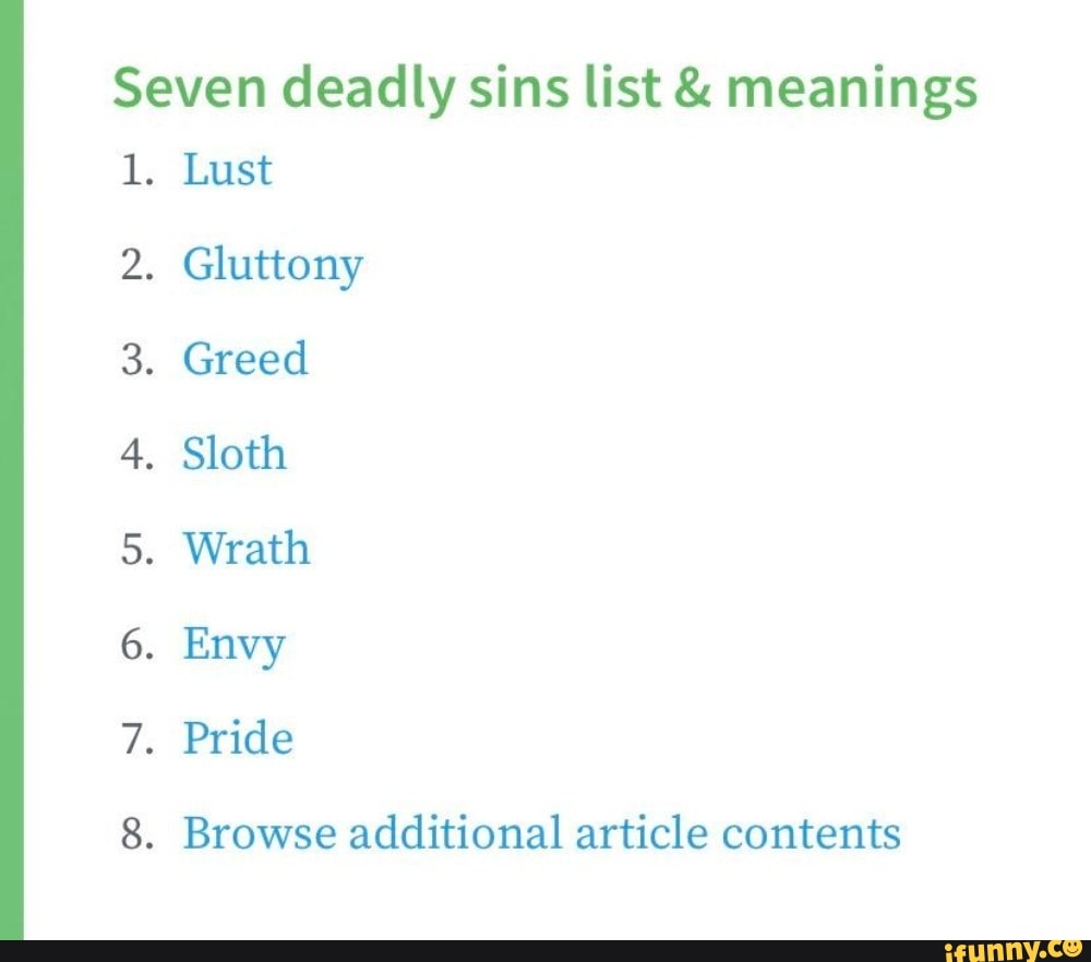 7 sins defined