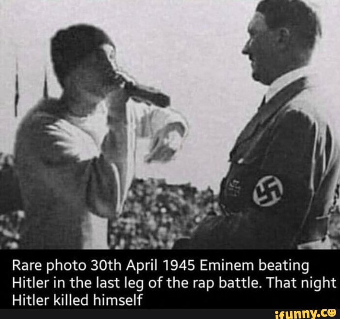 Hitlir Rapper Rare photo 30th April 1945 Eminem beating Hitler in the last leg of the ...