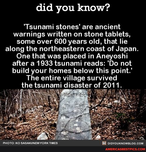 Tsunami warning stones japan