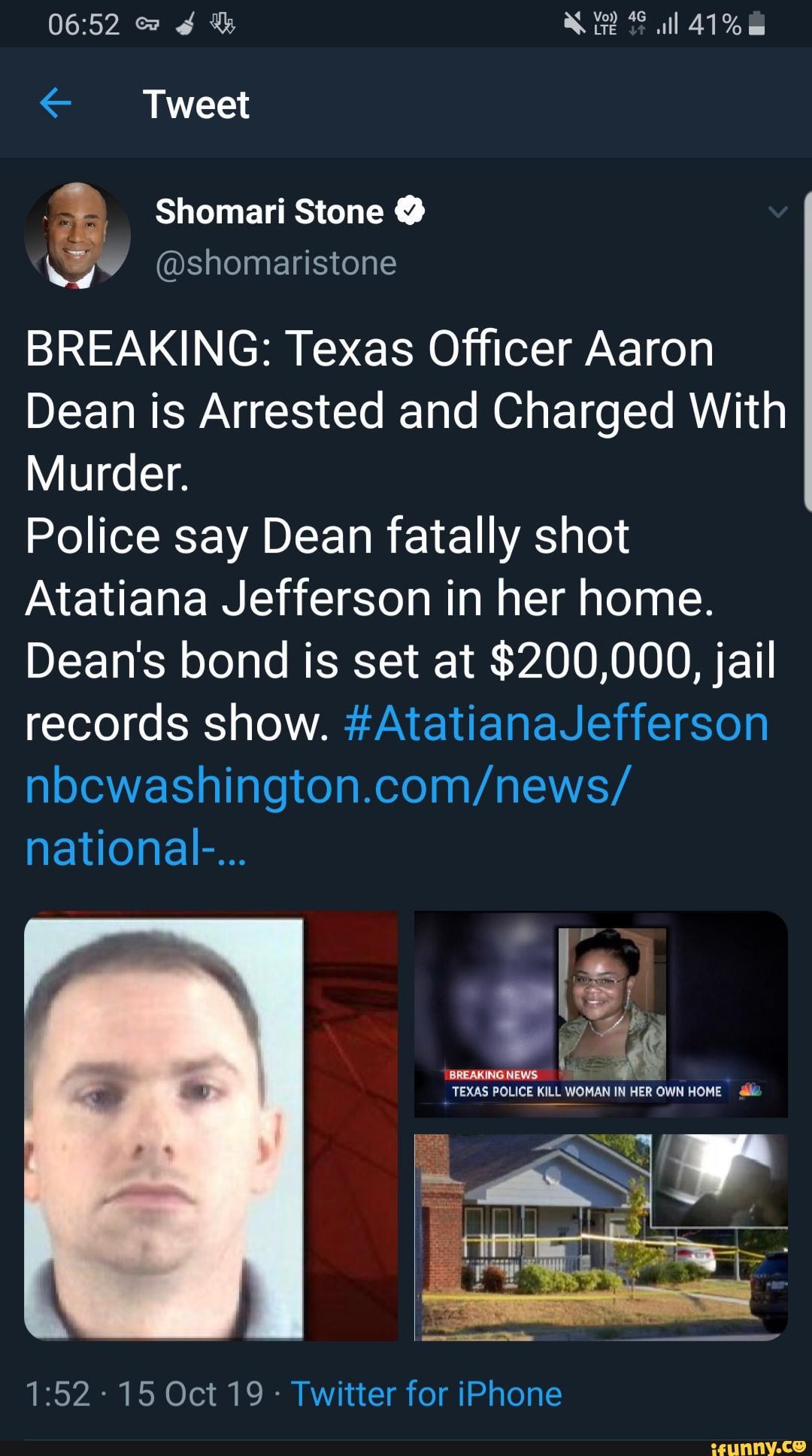 6 Tweet Breaking Texas Ofﬁcer Aaron Dean Is Arrested And Charged With Murder Police Say Dean