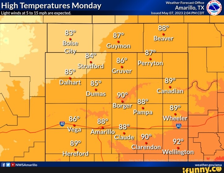 Weather Forecast Office High Temperatures Monday 'Amarillo, TX Light
