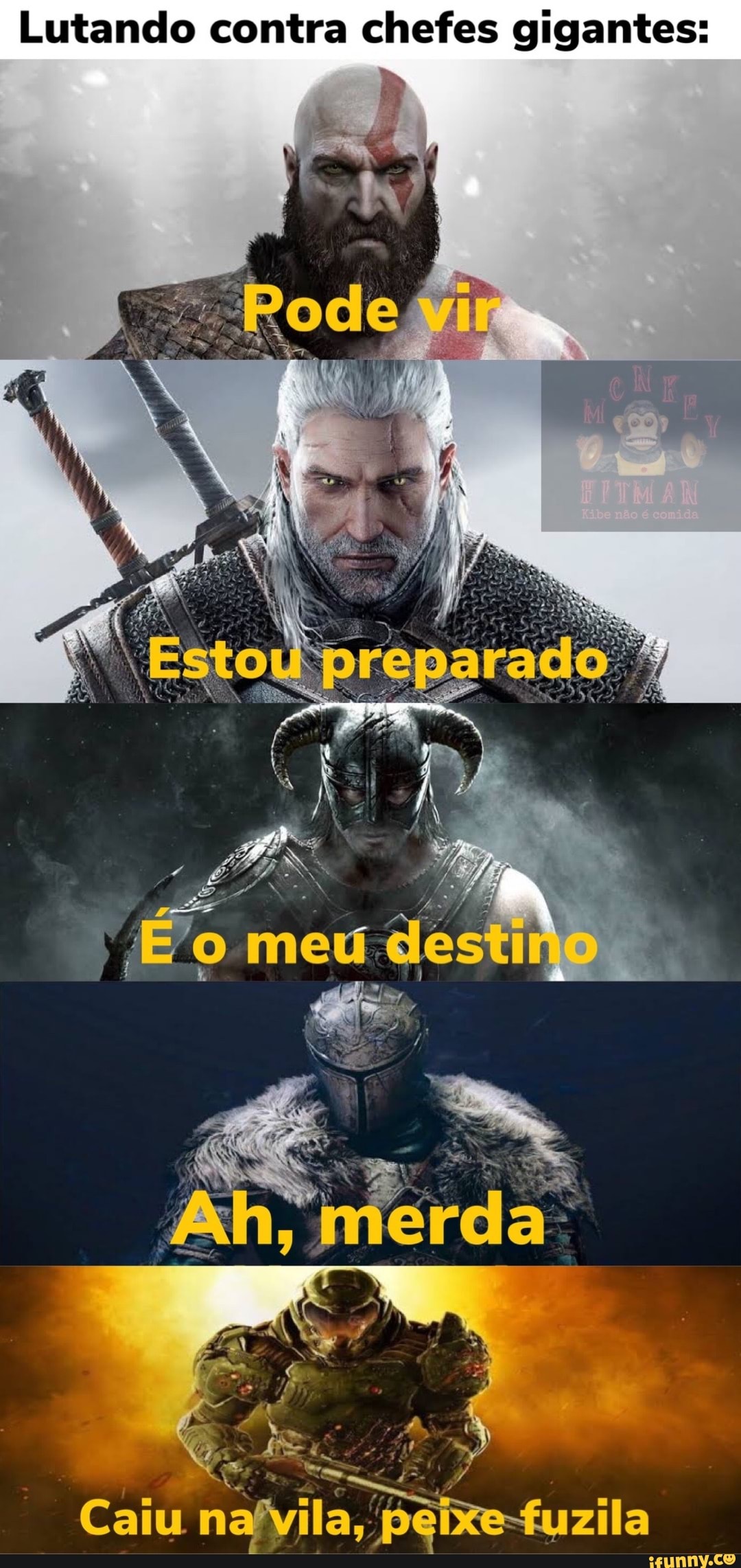 Lutando contra chefes gigantes:
Caiu