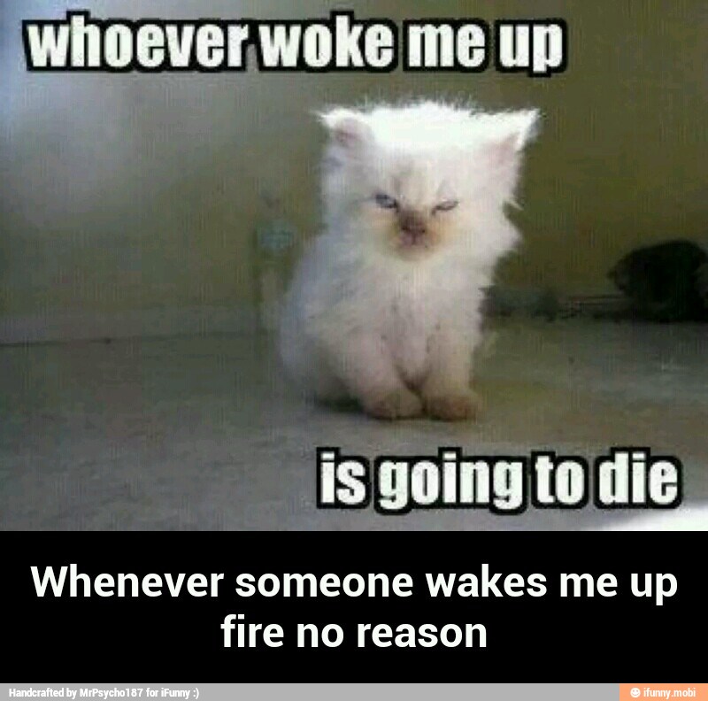 Whenever someone wakes me up
fire no reason - Whenever someone wakes me up fire no reason