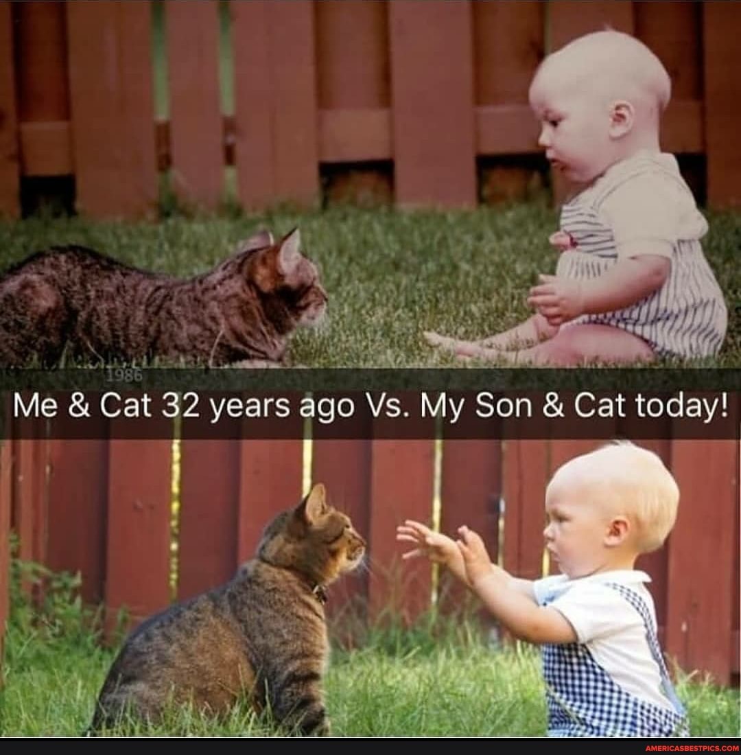 Me & Cat 32 years ago Vs. My Son & Cat today!
for