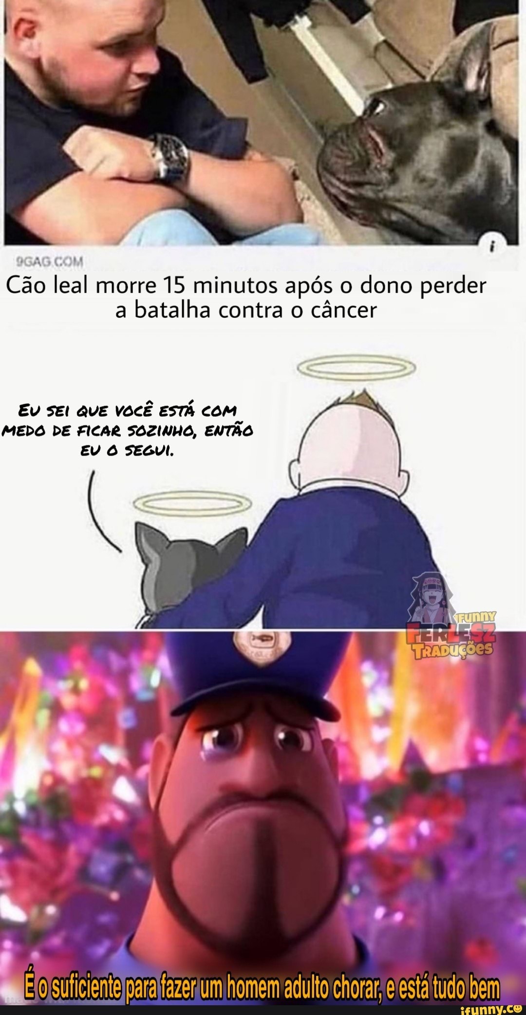 Cão leal morre 15 minutos após o dono perder a batalha contra o câncer
EU SEI QUE VOCÊ ESTÁ COM
MEDO DE FICAR SOZINHO, ENTÃO EM O SEGUI.
oisuficiente paralfazerium homem adulto chorar elesta tudo bem