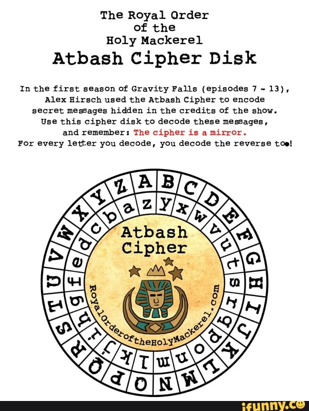 The Royal Order of the Holy Mackerel Atbash Cipher Disk In the first ...