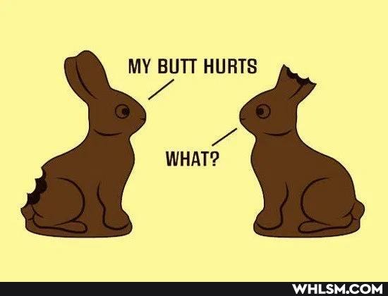 MY BUTT HURTS
WHAT?