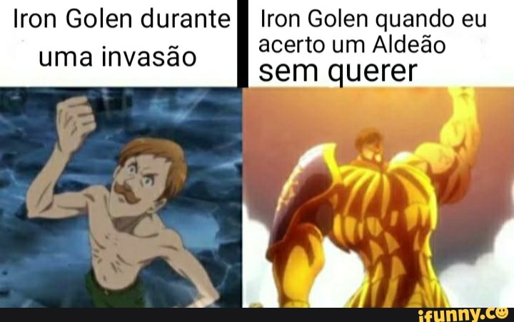 lron Golen durante I Iron Golen quando eu acerto um Aldeão uma invasão sem querer