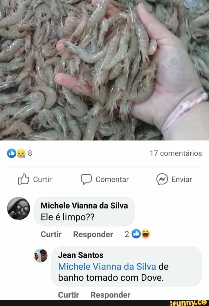 Os 17 comentários
Curtir Comentar Enviar
Michele Vianna da Silva
Ele é limpo??
Curtir Responder 20%
Jean Santos
Michele Vianna da Silva de banho tomado com Dove.
Curtir Responder