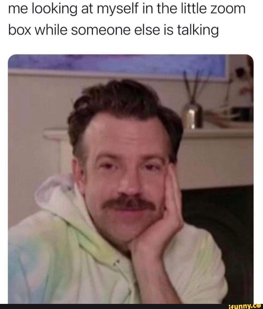 me looking at myself in the little zoom
box while someone else is talking