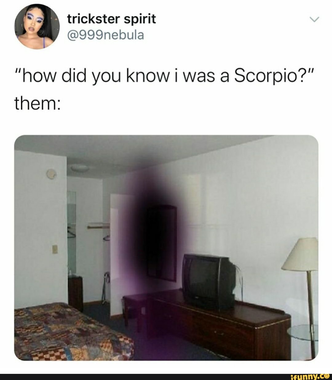 "how did you know i was a Scorpio?"them. iFunny. 