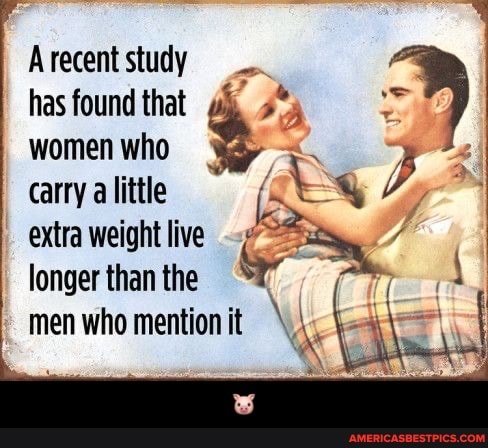 Arecentstudy _ has found that women who carry little
extra weight longer than live the aw
longer than the
I men who mention it - 🐷