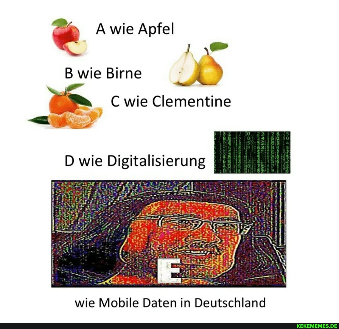 wie Apfel
B wie Birne
C wie Clementine
D wie Digitalisierung
wie Mobile Daten in Deutschland