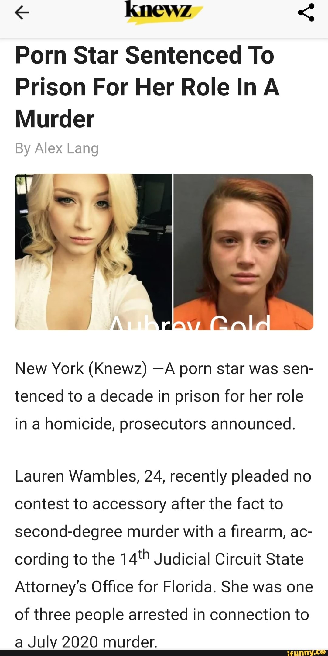 Knewz Porn Star Sentenced To Prison For Her Role Ina Murder By Alex