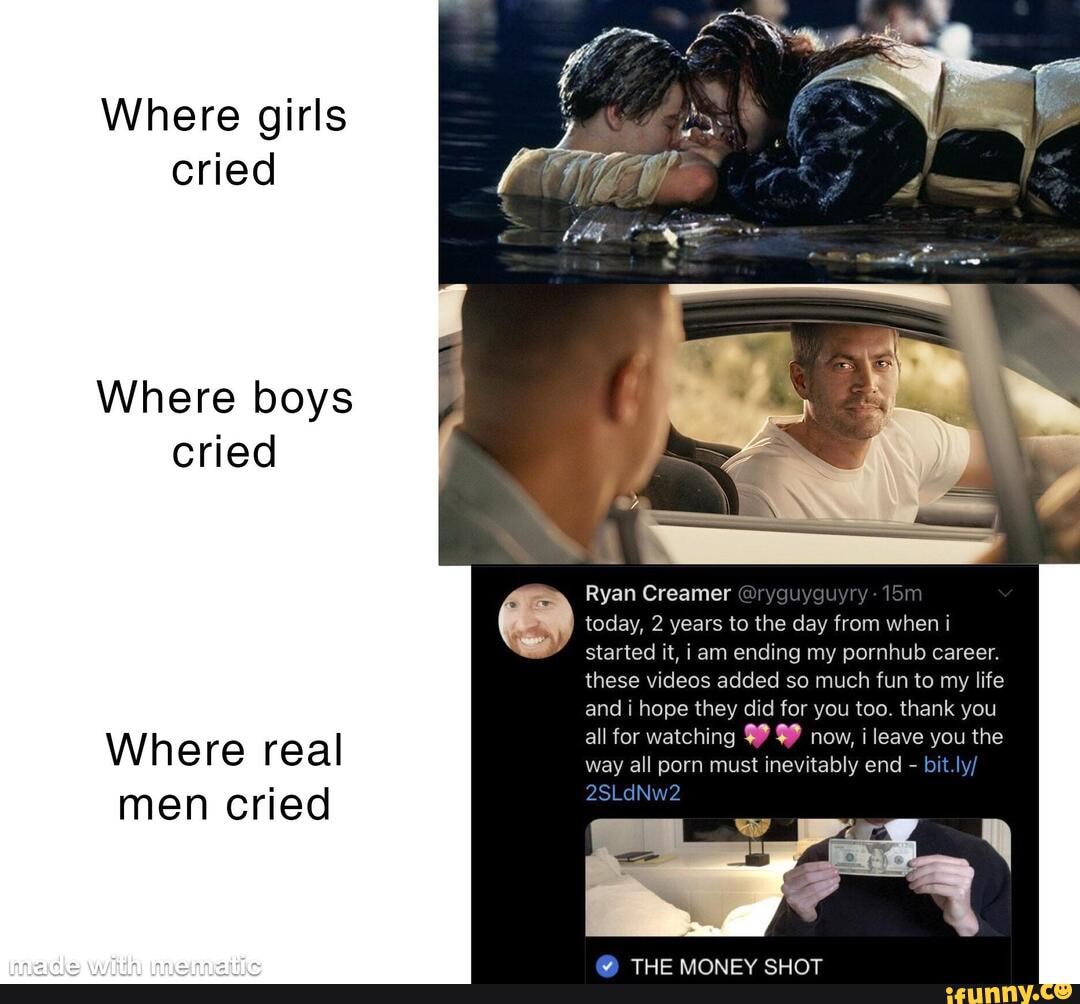 Money Shot Caption Porn - Where girls cried Where boys I, cried Ryan Creamer @rygquyquyry today, 2  years to the day from when i started it, iam ending my pornhub career.  these videos added so much fun