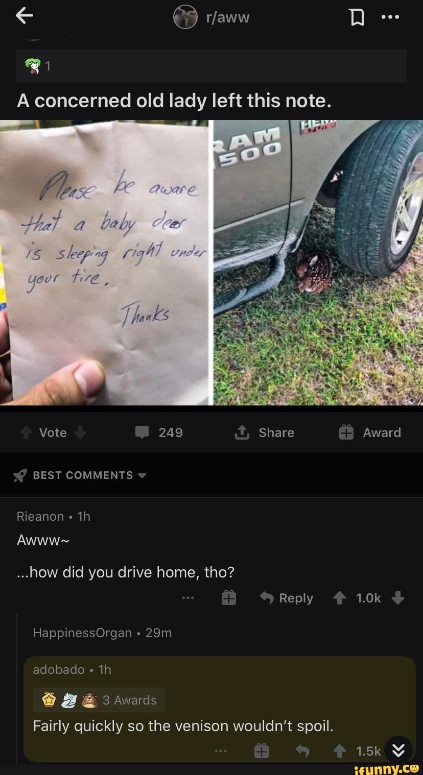 A concerned old lady left this note.