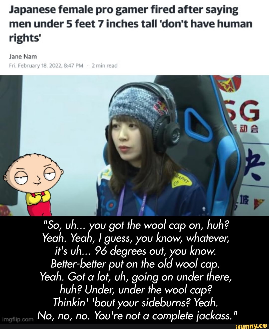 Japanese female pro gamer fired after saying men under 5 feet 7 inches tall  'don't