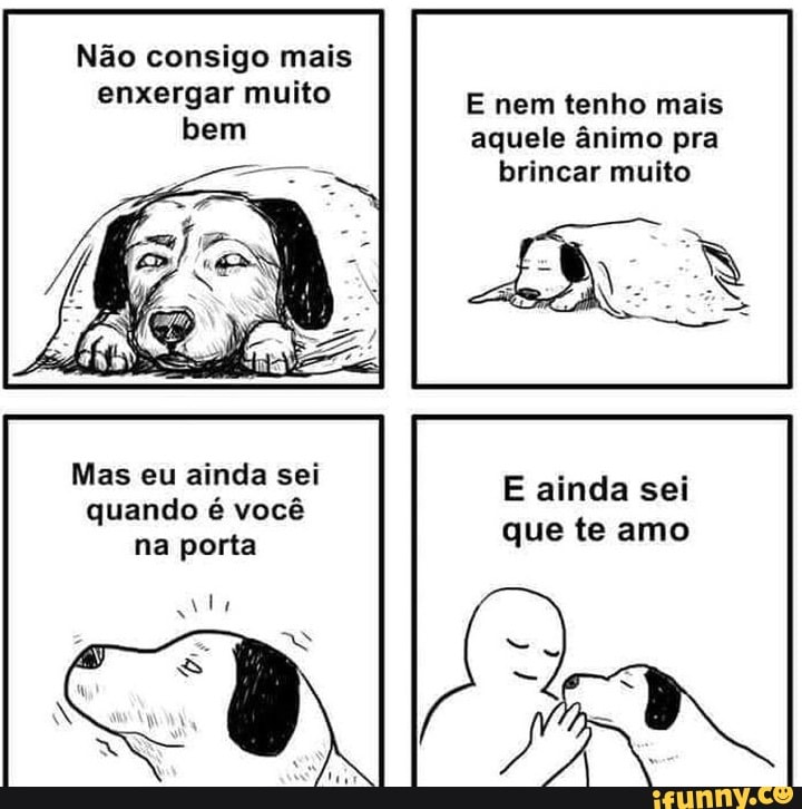 Não consigo mais
enxergar muito E nem tenho mais bem aquele ânimo pra brincar muito
Mas eu ainda sei quando é você na porta
E ainda sei que te amo