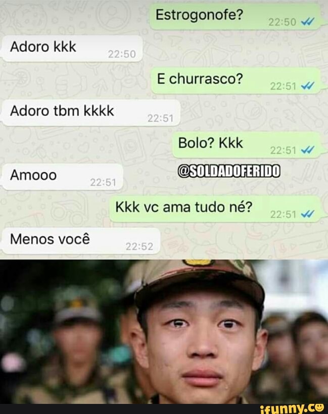 Estrogonofe?
a
Adoro kkk
E churrasco?
Bolo? Kkk
Kkk vc ama tudo né?
Menos você