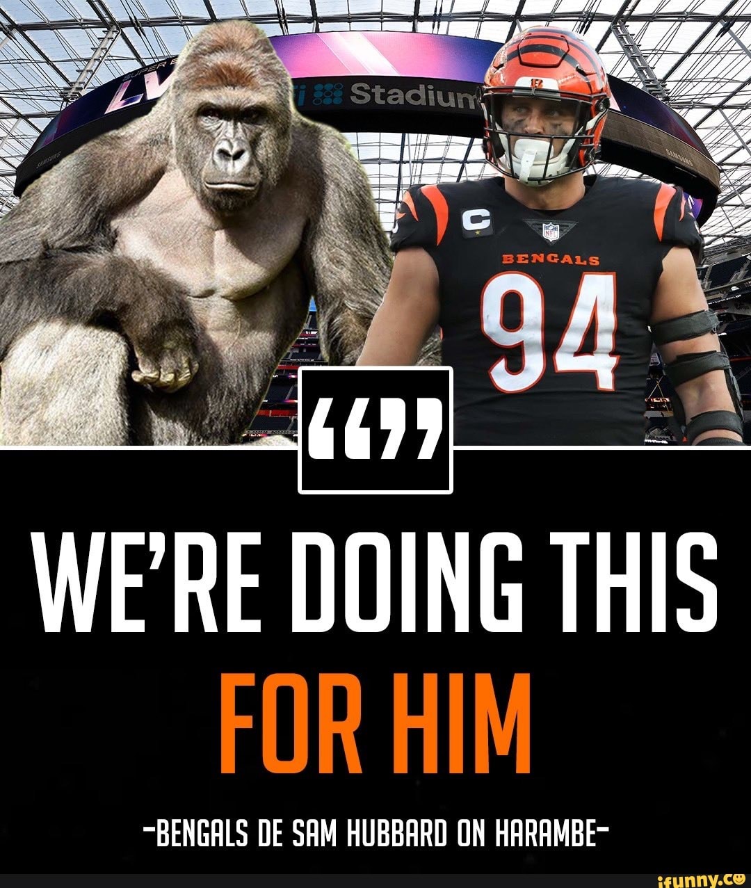 WE'RE DOING THIS FOR HIM ~BENGALS DE SAM HUBBARD ON HARAMBE- - iFunny
