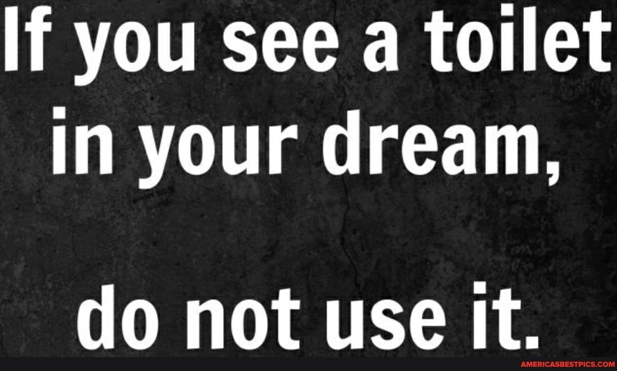If you see a toilet
In your dream,
do not use It.