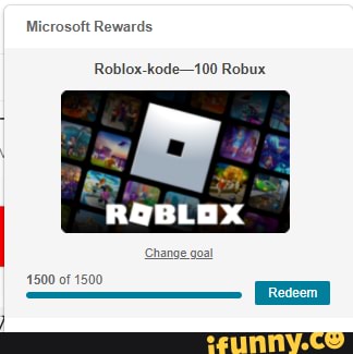 Microsoft Rewards Roblox-kode-100 Robux Change goal 1500 of 1500