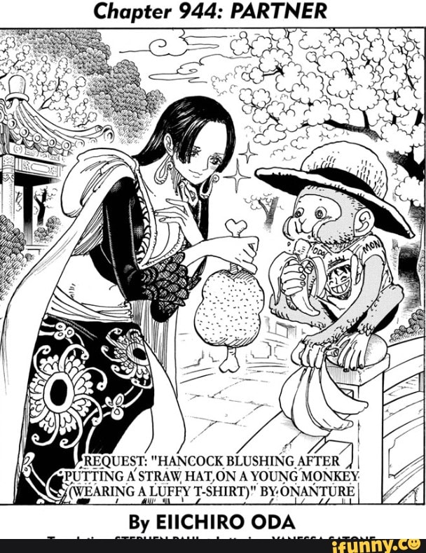 Chapter 944 Partner Quest Hancock Blushing After I Putting A Straw Hat On A Young Monkey Ins Wearing A Luffy T Shirt Al By Eiichiro Oda